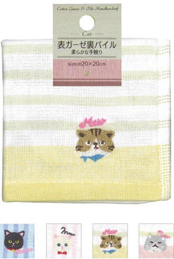 Cotton Gauze & Pile Handkerchief Cat