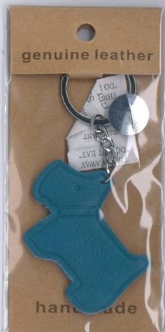 Leather Keychain Dog  Blue
