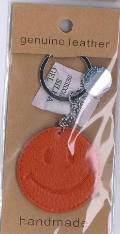 Leather Keychain Smile Orange