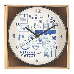 Wall Clock W/Glass Cover Blue