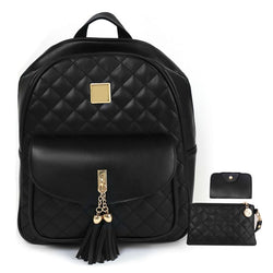 Quilted backpack with tassel