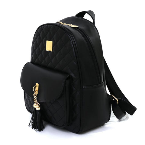 Quilted backpack with tassel